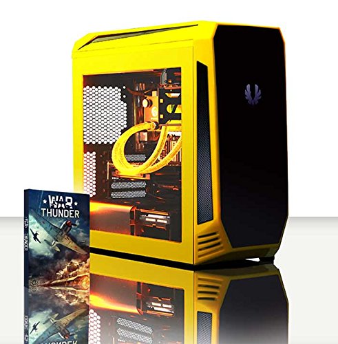 VIBOX Centre 4.38 Gaming PC - 4,2GHz AMD FX Quad-Core Prozessor, GTX 1050 GPU, Super, Wassergekühlter Desktop Gamer Computer mit Spielgutschein, Gelb Innenbeleuchtung, lebenslange Garantie* (4,2GHz übertakteter Superschneller AMD FX 4300 Quad-Core Prozessor CPU, Nvidia GeForce GTX 1050 2GB Grafikkarte GPU, 8GB Team Elite 1600MHz RAM, 1TB HDD Festplatte, Raijintek Triton Wasserkühler, 400W 85+ Netzteil, BitFenix Aegis Gehäuse, AM3+ Mainboard, Ohne Windows Betriebssystem)