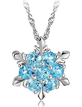 Blau gefrorene Schneeflocke Elsa-Silber-Halskette Halskette Aqua blaue Schneeflocke Silber Ohrstecker