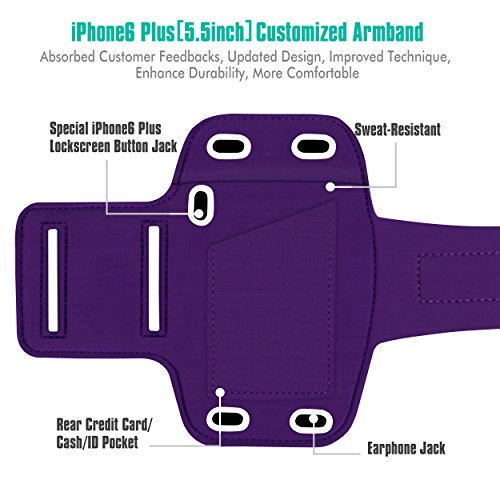 EOTW Brazalete deportivo iphone 6 plus de Neopreno Antideslizante con un bolsillo para tarjetas  llaves  dinero y auriculares  Brazalete movil Ajustable   Prueba de Sudor perfecto para Running F  tbol Pesca Gimnasio Bicicleta Waveboard  Fuchsia 5 5 pulgadas 