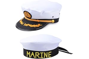 MEJOSER 2pcs Gorra de Capitán y Gorra de Marinero Sombrero Barco Yate Disfraz Adulto Mujer Hombre Cosplay