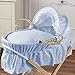 Broderie Anglaise Moses Basket Blue