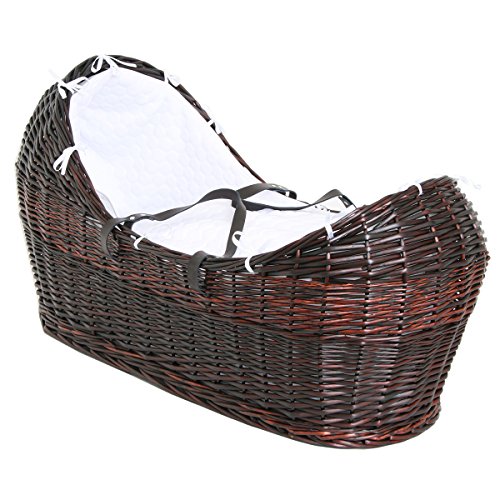 Isabella Alicia Marshmallow Izzy Pod Oak Moses Basket (White)