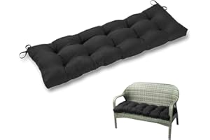 Your's Bath Outdoor Bench Pad Cushion, 130 x 50 cm / 51 x 19.7 in 2/3 seater Swing Bench Sofa Cushions Thick Cotton Comfortable Furniture Replacement Covers for Patio Garden (Black)
