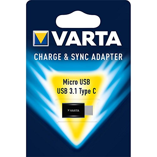 Varta Lade- & Daten Micro USB zu USB Typ C Adapter – für alle USB Typ C kompatiblen Geräte wie Apple Macbook 12“ (2015) & Pro, Samsung Galaxy, Google ChromeBook, Google Nexus 5X/ 6P, HTC 10, OnePlus 2/ 3, Lumia 950 / 950XL, Huawei P9 & Zen Pad 8.0, Sony Xperia XZ - 2