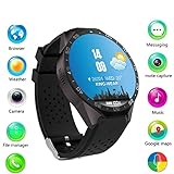 UTHDELD Smartwatch Android 5.1 Smart Watch 512 MB + 4 GB Bluetooth 4.0 WiFi 3G Smartwatch Telefon Armbanduhr Unterstützung Google Voice GPS Karte, schwarz
