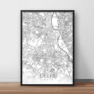 Recollection Delhi City Map Art Print Poster A3 Size WITHOUT FRAME Wall Decor for Home Office Restaurant Hotel Interior Decoration (Color 1, 12 x 18)