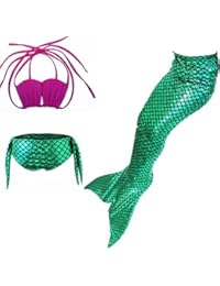 Highdas Cola Sirena Trajes Bano Ninas 3pcs Set Sparkle Mermaid Bikini Traje Bano