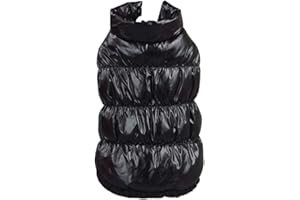YAOTT Doudoune Imperméable pour Chien Chiot Chat avec Doublure en Polaire, Veste Gilet Manteau Chaud d'hiver Rembourré Matelassé pour Teddy, Yorkshire Terrier, Chihuahua, Poméranie Noir XL