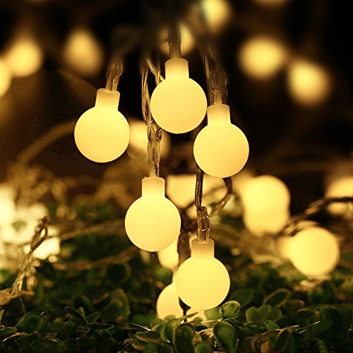 lederTEK LED Lichterkette Außen Batterie Kugel 5.3M 50 LED 8 Modi Außenlichterkette Batteriebetriebe Wasserdicht mit Fernbedienung Weihnachtsbeleuchtung Beleuchtung für Weihnachten, innen, Party, Hochzeit, Festen