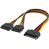 Sata &Ccedil;oklayıcı, 1 Erkek 2 Dişi 2 Port &Ccedil;oklayıcı, 15 Pin, Sata HDD Bağlantı Kablosu,