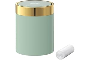 MBILLION Mini Trash Bin with Lid, Tea Bag Bin Desktop Small Bin Recycling Trash Can Cute Metal Countertop Bin for Tabletop Use,Stainless Steel 0.4Gal/1.5L Waste Bin for Office Parlor Car Bedroom,Swing Lid Open