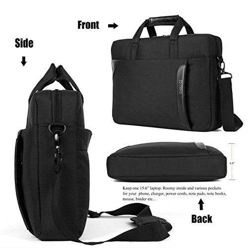 Laptop Tasche, DTBG 15,6 Zoll Nylon Schultertasche Messenger Bag Portable Handtasche Geschäftstermin Aktentasche Laptoptasche für 15-15,6 Zoll Tablet / Ultra-book / Macbook / Chromebook (Schwarz) - 2