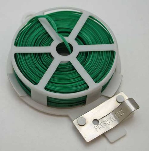 1 Rolle Pflanzendraht 50m,integrierter Cutter,Pflanzen Blumen Bastel Draht, grün (LHS) - 2