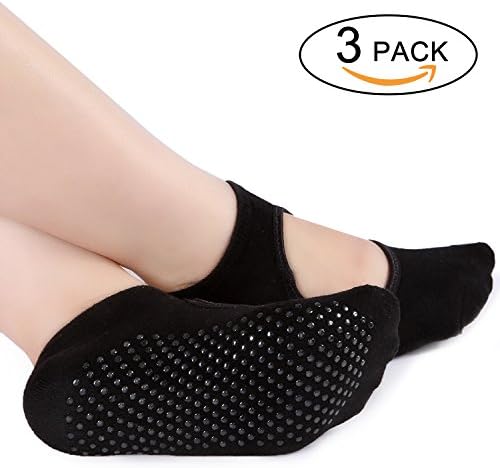 Yoga Socks, HCLKSTORE Non Slip Skid Women Yoga Pilates Socks for Dance, Barre, Fitness and other sports. 3 (3pair Black)