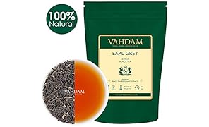 VAHDAM, foglie di t&egrave; Earl Grey imperiali (200 tazze) - Olio di bergamotto naturale al 100% miscelato con t&egrave; nero fresco da giardino, floreale e agrumato, busta da 454gr, foglia verde fresca con foglie di t&egrave;