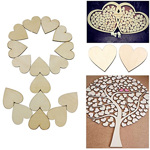 Zilong 60mm Herz Holz Scheiben, unlackiert Naturholzscheiben Verzierungen/Deko für DIY Handwerk, hochzeitsdeko, tischdeko, 50 Stück - 7