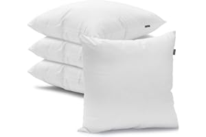 Flowen Cojines Sofa 40x40 Almohadones 4 Unidades Decorativos Relleno Cojin Hipoalergénico Antiácaros y Suave Cuadrado con Funda Exterior Almohada Respirable en Microfibra Blanca Extraíble y Lavable