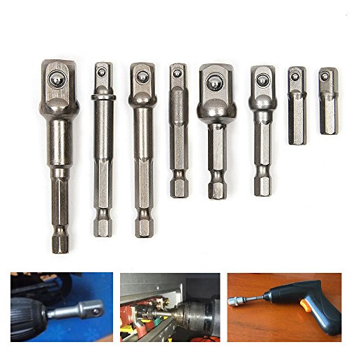 Fortag 8 teilig Stecknussadapter Akkuschrauber Stecknuss Adapter Socket Steckschlüssel Nuss Set für Bithalter und Akku Schrauber 1/4", 3/8", and 1/2" Drive