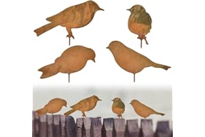 REFORUNG 4PCS Piquet de Jardin en Métal Rouillé Oiseaux Rouillés avec Vis Bouchon de Jardin Décoration Rouille Metal Birds Ornements Oiseaux Jardin Silhouette Décoration pour Balcon et Terrasse