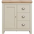 Timber Art Design UK Lisbon Sideboard 3 Drawers Storage Multi Unit Cabinet Cupboard Solid Wooden Sideboard - Cream Oak