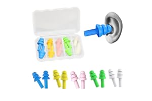 GHEART Tappi per Le Orecchie, Tappi per Le Orecchie Silicone,Tappi per Le Orecchie da Nuoto, 5 Paia Tappi Auricolari in Silicone Riutilizzabili, per Dormire, Russare, Studiare, Viaggiare, Nuoto