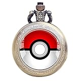 Taport® Pokemon-Taschenuhr, Bronze-Antik-Look, Quarz-Taschenuhr + Ersatzbatterie + Geschenkverpackung