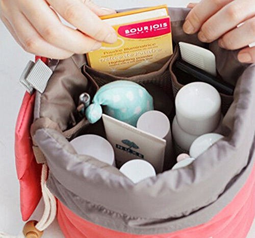 vinmax Lady Tasche Bucket Barrel geformte Kosmetik Make-up Tasche Set Travel Case Geldbörse Pink - 7