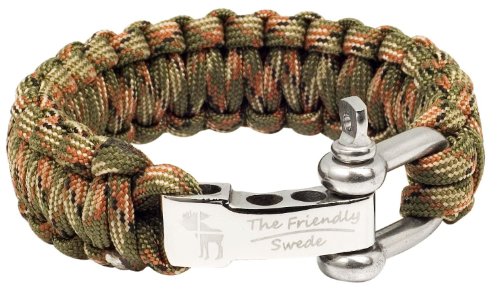 The Friendly Swede Braccialetto di sopravvivenza in Paracord, con chiusura in acciaio inox, Armee-Grün Camouflage, 23