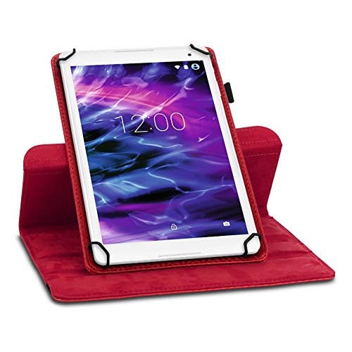 NAUC Tablet Schutzhülle für Ihr Medion Lifetab X10311 X10302 P10400 P10506 P10505 S10366 S10352 P10356 S10346 S10345 aus Kunstleder mit praktischer Standfunktion und 360° Drehfunktion kombiniert Schutz und Design Hülle Cover Case Tasche, Farben:Rot - 3