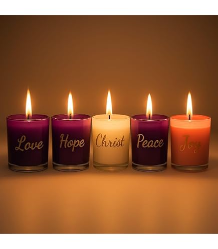 thumbnail image 2 of Fovths LED Advent Candles Set - Flameless Taper Candles With Hope Peace Love Joy Jesus Words 2 of 11