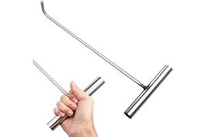 Housoutil Manhole Cover Lifter, Stainless Steel Drain Cover Lifting Key, 38cm Manhole Lifter Hooks, T-Type Drain Lifting Tool for to Pull Goods Rolling Door Protector Hooks Frost Outdoor for Property