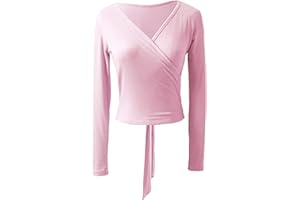 TSSOE Damen Ballettjacke Tanzjacke Bolero Langarm Tanzoberteil Wickeljacke Wickel Tops Ballett Tanz Yoga Gymnastik T-Shirt Tanzbekleidung Dancewear