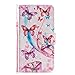 Produktbild DENDICO iPhone 7/8 Hülle 3D Leder Klapphülle Slim Lederhülle mit Schwarz TPU Innenraum Case für Apple iPhone 7/8 Schlanke Handyhülle - Rosa Schmetterling