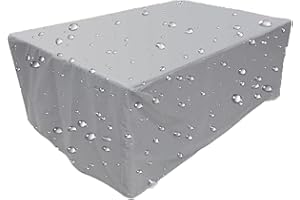 18MENG ART Housse Salon de Jardin Housse Table de Jardin 150x100x85cm 420D Oxford Tissu bache Table de Jardin Imperméable, Coupe-Vent, Anti-UV, Résistance au déchirement Housse bache Salon de Jardin Argent