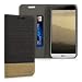 Produktbild kwmobile Hülle für LG G5 / G5 SE - Bookstyle Case Handy Schutzhülle Textil mit Kunstleder - Klapphülle Cover Anthrazit Braun