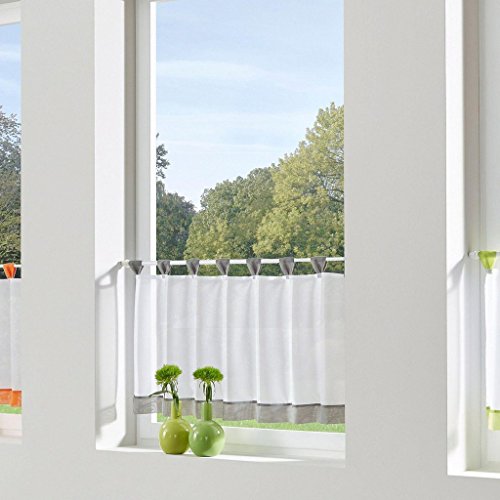 1er-Pack Voile Scheibengardine mit Schlaufen HxB 60x145cm Grau - 5