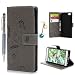 Produktbild Huawei P8 Lite 2016 Hülle, Leder Flip Wallet Cover in Book Style Stand Case Card Slot Leder Tasche Case Karteneinschub und Magnetverschluß Kratzfestes und Schmutzunempfindliches in Grau für Huawei P8 Lite 2016 + 1xAnti-Staub Stöpsel +1x Eingabestifte