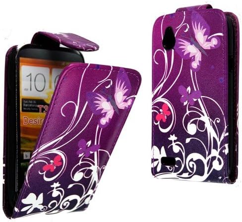 STYLEYOURMOBILE {TM} HTC DESIRE X ULTRA BUTTERFLY PURPLE PU LEATHER MAGNETIC FLIP CASE COVER POUCH
