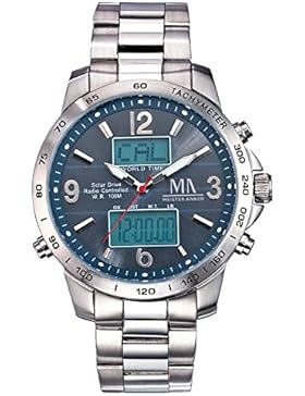 Armbanduhr Herren Funk Solar Uhr analog und digital technisches Multi Talent Metall klassisches Design by MeisterAnker