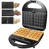 OSTBA Appareil à Croque Monsieur 3 en 1 Machine à Sandwich, Gaufrier, Presse à Paninis, 750W Appareil à Sandwich avec 3 Plaques Antiadhésives et Interchangeables, Thermostat Automatique