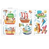 Decowall DAT-1506 Tier Schiffe & 3 Doppeldecker Flugzeuge Wandsticker Wandaufkleber Wandtattoo Kinderzimmer - 6