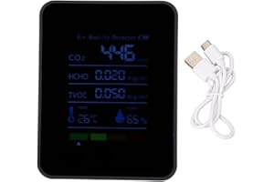SEAFRONT Detector de Dióxido de Carbono CO2 Monitor de Calidad del Aire Interior con Batería HCHO TVOC Temp Humi 5 en 1 Metro para Viaje Casa y Coche