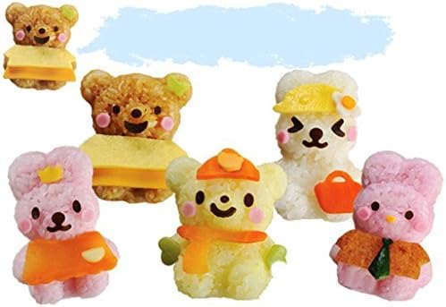 OHF 6 in 1 Bento Accessories Enjoy Dressing up Dolls Family Rice Mold Onigiri Shaper and Dry Roasted Seaweed Cutter Set