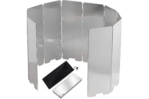 EXIN DEHCEN 10 Piatti Paravento Fornello Campeggio in Alluminio, Parabrezza da Campeggio Pieghevole e Portatile, Pieghevole Stufa Esterna Parabrezza, con Borsa per la Conservazione, per Glamping Picnic
