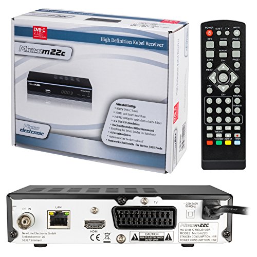 HB-DIGITAL SET: Micro electronic Microm22c HD Receiver für digitales DVB-C Kabelfernsehen (HDMI, SCART, USB 2.0, LAN, Mediaplayer) 22c + 1m HDTV Antennenkabel vergoldet mit Mantelstromfilter schwarz + HDMI Kabel - 3
