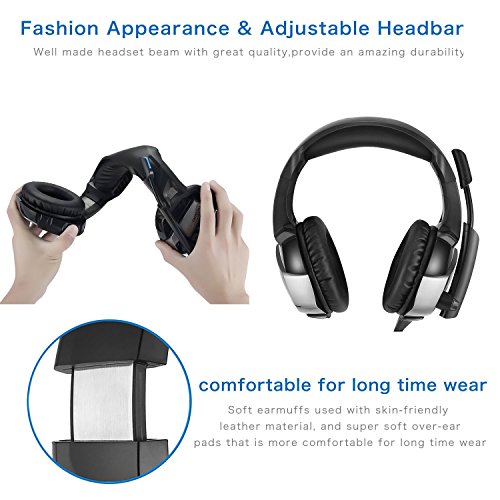 Auriculares Gaming  AxCella Auriculares para Juego con Micr  fonos y Jack de 3 5 mm  Cascos Gaming Cascos con Sistema de Control de Volume para PS4 Xbox One PC Tablet Laptop  Negro   Gris 