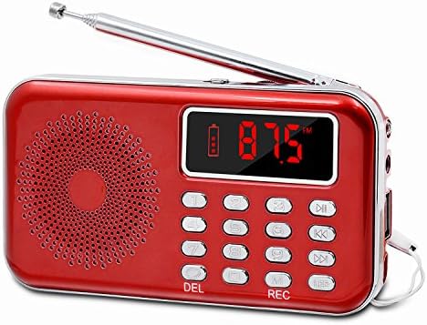 Lefon FM Radio Mini Portable with LED Screen Display MP3 Music Player Support TF Card/USB Disk, AUX, Recording Function, Power Display, Rechargeable Battery, Emergency Flashlight