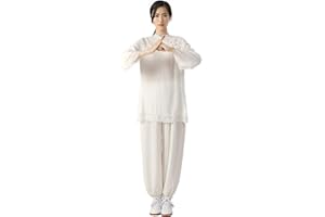KSUA Vêtements de Tai Chi pour Femmes Vêtements de Coton et de Lin Chinois pour Kung Fu Uniforme d'arts Martiaux pour la méditation Zen Kungfu Taichi