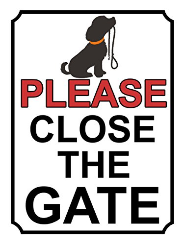SHAWPRINT PLEASE CLOSE THE GATE METAL SIGN DOG THEME 150MM X 115MM (36H1S)