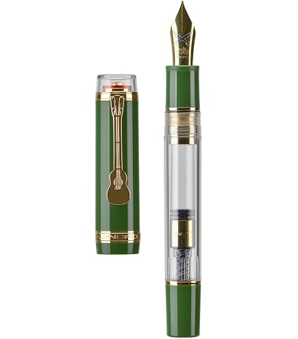 Jinhao 1935 Tiandao Füllfederhalter, Armeegrün & Transparent, #8 Feder, Mit Gitarrenclip | Schreibgerät Für Tinte & Kalligraphie